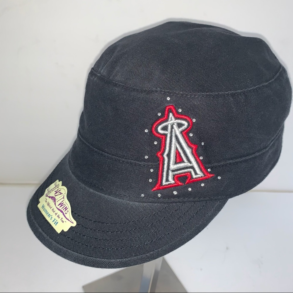 ✅ ‘47 Twins Black Red Bling Angels Baseball Hat B#26
